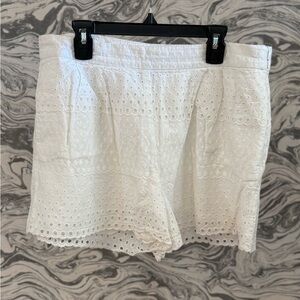 J. Crew High Waist White Eyelet Shorts